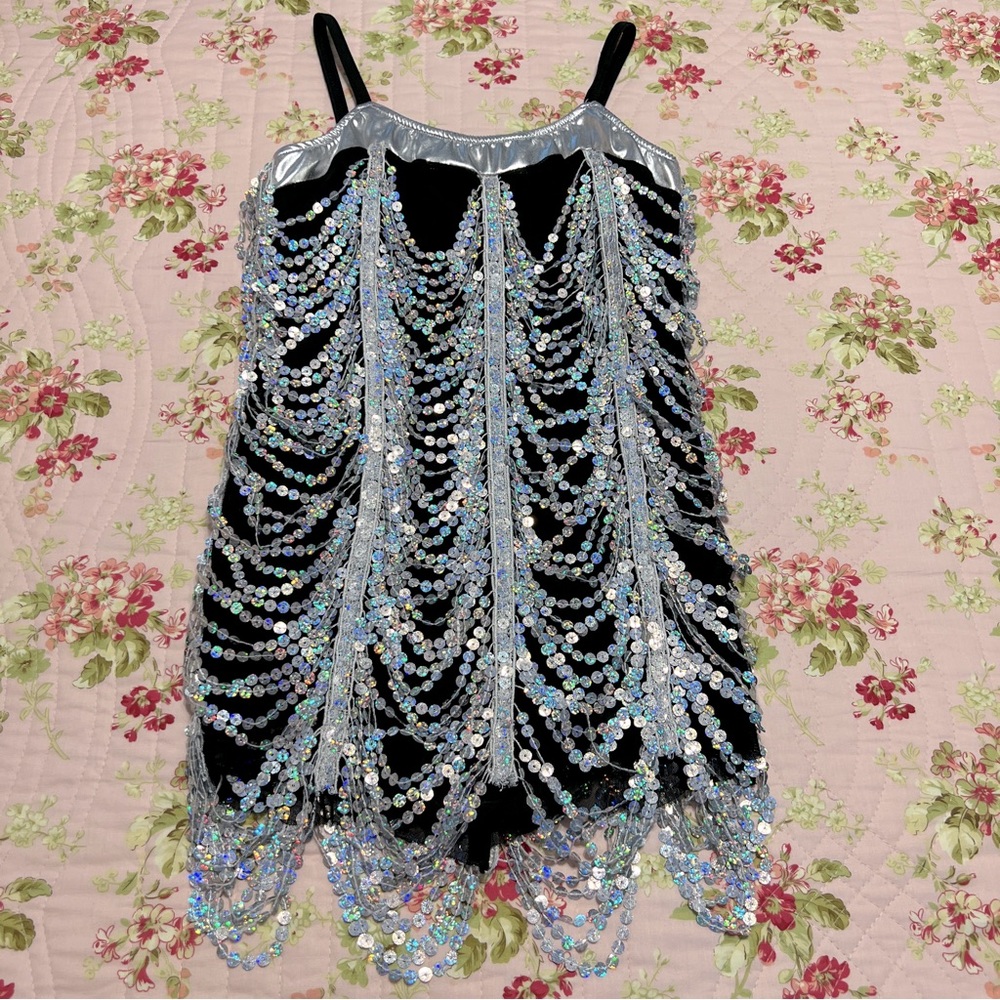 Art Stone / The Competitor Black & Silver Iridescent Sequins Dance Costume LC